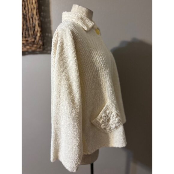 Anthropologie Stan Herman Cream Cardigan Sweater S Small Cotton Relaxed Fit - Picture 12 of 14